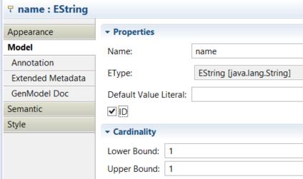 Identification of Model Elements IDs: Used by model elements references to