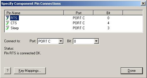 Component Connections dialogue box: In addition, the component connections may need to be configured. These are shown in the next diagram.