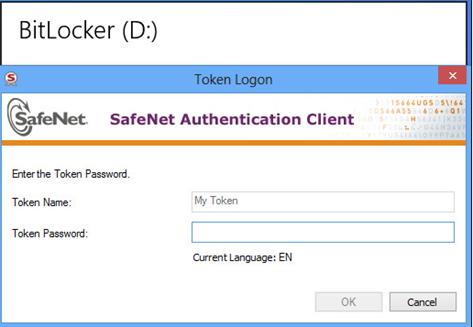 4. On the Token Logon window, enter the etoken password or PIN in the Token Password field, and