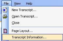 Transcript Infrmatin Transcript inf Select File