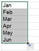 Autofill Autofill will copy the contents of a cell to other cells. If Excel recognises a pattern, it will continue that pattern.