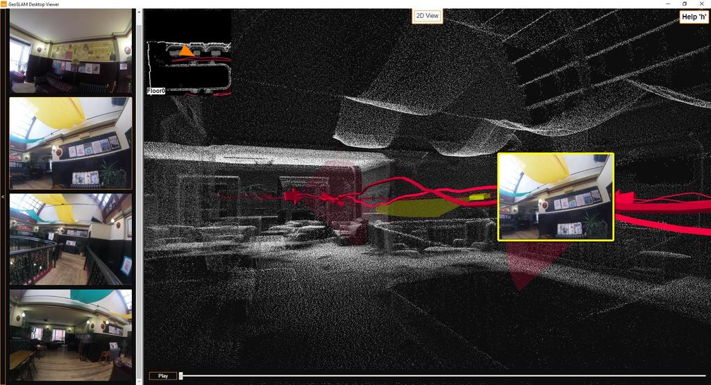ZEB-CAM Imagery viewed in GeoSLAM Hub 3D view of scan data Thumbnail view of visual