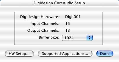 Configuring the Digidesign CoreAudio Driver You can configure the Digidesign CoreAudio Driver using Digidesign CoreAudio Setup, or from within most third-party CoreAudio-compatible client