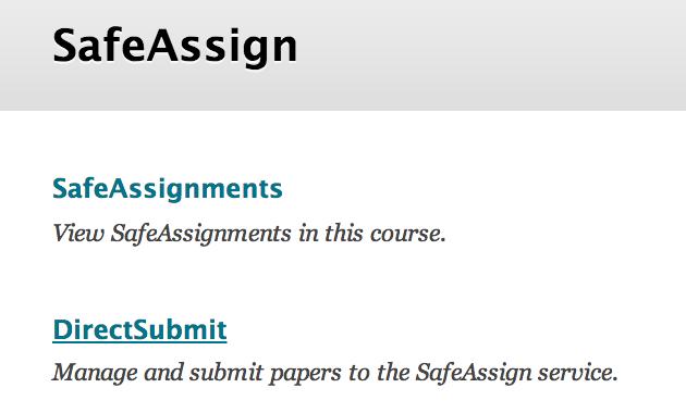 Using DirectSubmit DirectSubmit generates SafeAssign reports on papers submitted outside of a SafeAssignment DirectSubmit is not integrated with the Grade Center DirectSubmit allows Instructors to