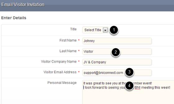 Input Invitation Details 1. Choose a salutation Title from the drop down list 2.