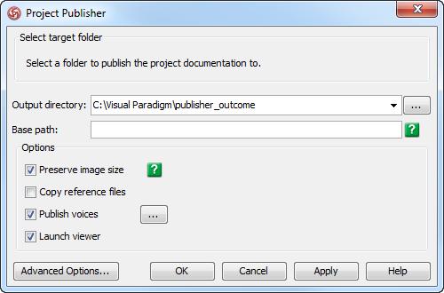 [Standard Edition or above] 1. Select Tools > Project Publisher from the main menu. 2.