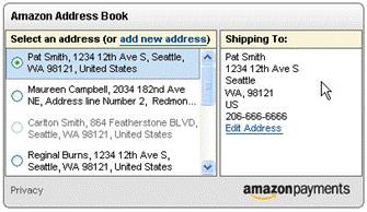 Checkout by Amazon Sample Integration 11 We recommend that you provide a Continue button on your address selection page so the buyer can go to the next page after selecting an address.