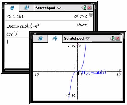 Press b to see the Scratchpad Calculate or Scratchpad Graph menu. These menus are subsets of the TI-Nspire menus for the Calculator and Graphs applications.