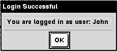 The login screen shows the connection status and displays the network name when the connection is successful. 6. Type your username and password. 7. Select Login. The Login Successful screen opens. 8.