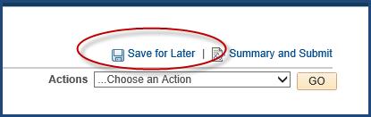 Save Expense Report for Later 13. Click Save for Later to save the Expense Report. - All data entered into the ER will be saved and an ER number will be assigned. - Any errors will be highlighted.