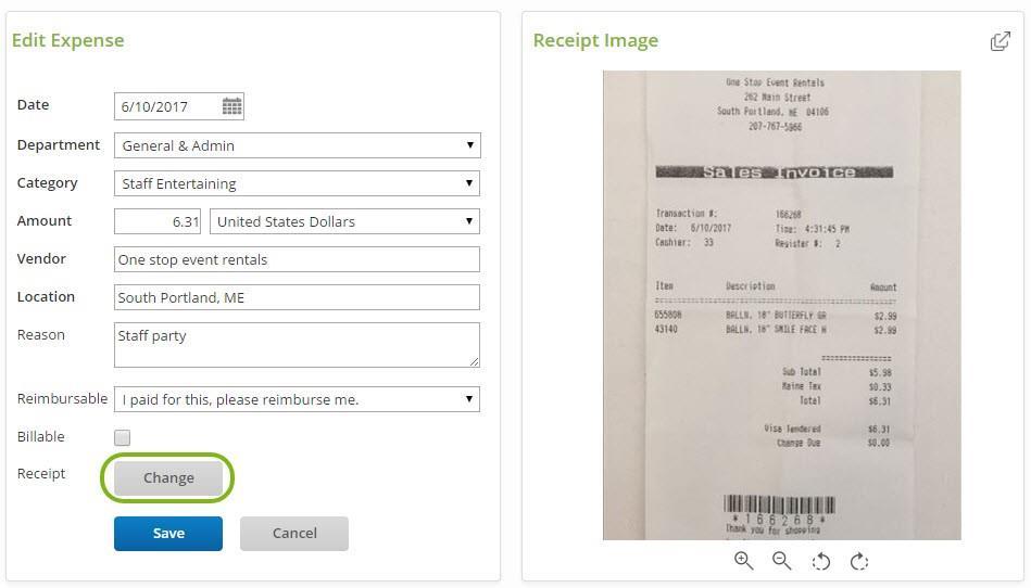Expense Report Review & Edits Step 6: Click Select to open a receipt image from My Certify Wallet.