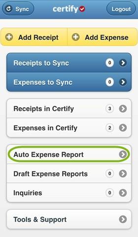 Expense Report Creation Step 2: On the next