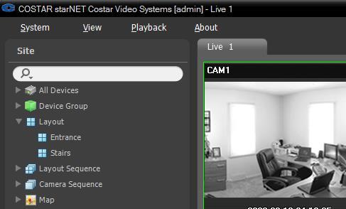 User s Manual Layout Monitoring You can monitor video from multiple cameras in a predefined layout. A layout should be registered on the StarNET program for layout monitoring.