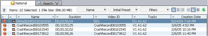 Using the Assets Pane Default Text View Columns (Continued) Field Creation Date Duration Tracks Resolutions such as 1:1, DV 25 411, DV 25 420, MPEG 40 Description Creation date for Avid assets, set