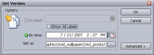 Retrieving Older Versions Using Get Version Getting a Version of a Folder You can get an older version of a folder by specifying a time or a label.
