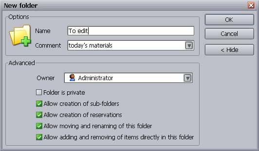 3 Adding and Organizing Assets After a folder is created, only an administrator can change these options.