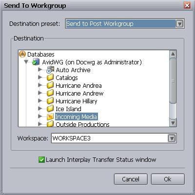 Copying Assets and Media to Another Workgroup 3. Select a location that is preconfigured by the database administrator. Users with administrative rights can change the location. 4.
