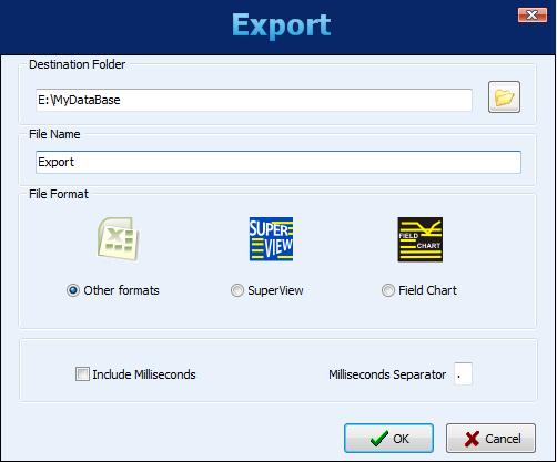 Data export To export the selected data, you must click on the Export button.