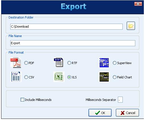 Viewing logged data in chart format There is a button on the upper left corner that allows users to print the chart. To export the selected data, you must click on the Export button.
