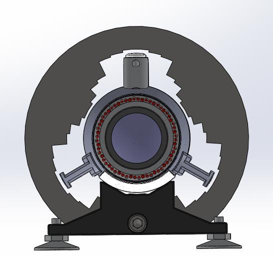 Figure. The PS-57/120 probe inside the caliber In order to calibrate non-straightness (warpage) channel, the operator mounts 2-axis motorized positioner to the calibration block.
