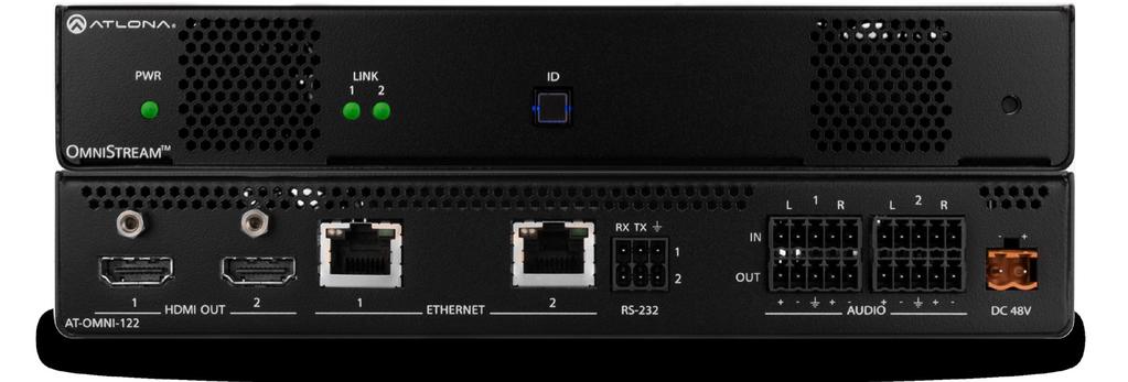 OmniStream Dual-Channel Networked AV Decoder AT-OMNI- Installation Guide AT-OMNI- The Atlona OmniStream (AT-OMNI-) is a networked AV decoder with two independent channels of decoding for two