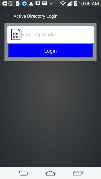 For ios devices: Once the download link is selected, the device holder will be presented with this screen. The user should check the Active Directory Login checkbox.