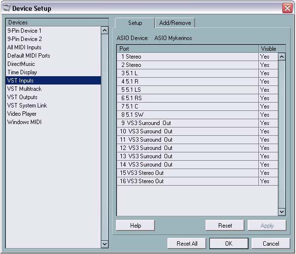 Asio 2.0 : Input/Output Routing Activating and Naming Inputs and Outputs Setting up Inputs available to Nuendo Select the menu item Devices > Device Setup.