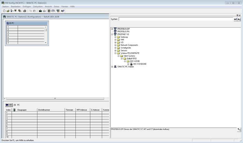 6 Startup 6.3 Integration into Project Planning Software Installing the GSD file The connection of a BIS V-6108 to a Siemens S controller using SIMATIC Manager is shown as an example.