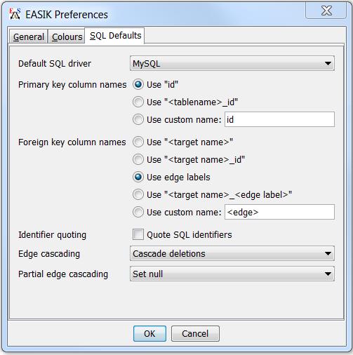 7.3.1 Default SQL driver This setting controls the default SQL driver used when connecting and exporting.