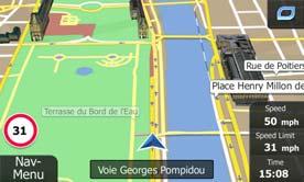 surrounding map area. When there is no GPS position, the Vehimarker is transparent. It shows your last known position.