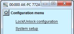 Configuration - continued System setup 1. Go to Configuration menu 2. Select System setup 3.