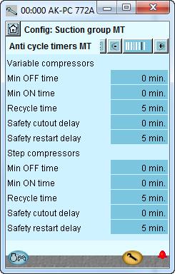 if specific safety controls for each compressor had been required). Set min. OFF-time for the compressor relay Set min.