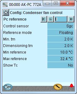 Configuration - continued Setup control of condenser fans 1. Go to Configuration menu 2. Select Condenser fan control 3. Set control mode and reference Press the +-button to go on to the next page 4.