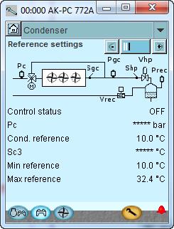 Check of settings - continued 6. Select condenser group 7. Move on through all the individual displays for the condenser group. Change displays with the +- button.