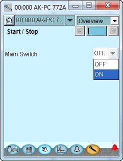 First start of control - continued Start the control 1. Go to Start/Stop display Press the blue manual control button at the bottom of the display. 2.