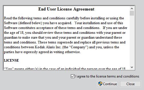 Review the End User License Agreement and agree to it, if you want to use IIX LE. Continue.