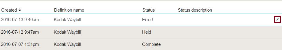 If the Status page shows a document with an Error status, you can take steps to recover from that situation. Not all problems that cause errors will be correctable by you, but some could be.