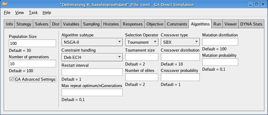 Figure 7 Optimization Process The whole optimization process, illustrated in Figure 7, starts with the selection of a subset of already introduced parameters and the considered load cases for the