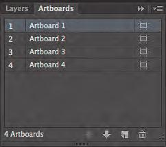 8 Click the Artboards panel icon ( ) to expand the Artboards panel (Window > Artboards). Click the name Artboard 1 in the Artboards panel to make it the active artboard. This is the original artboard.