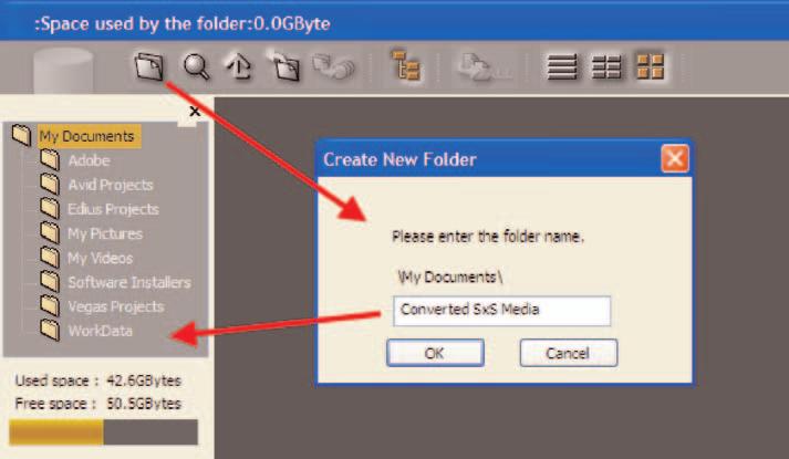 In this newly-opened window, use the Tree View pane to navigate to a location on your designated editing system media volume in which to create a folder for the converted media.