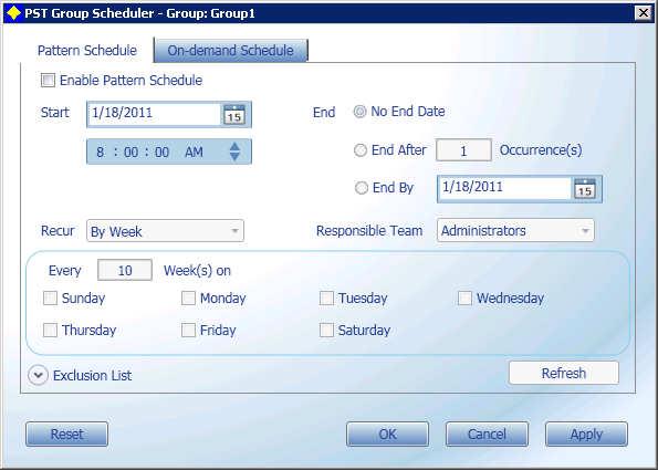 5.9 Scheduling a PST Configure the PST schedules of a group.