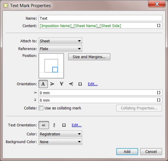 1. In Add marks to imposition task, click on Add. Check Replace existing marks to remove the existing marks before adding the new marks.