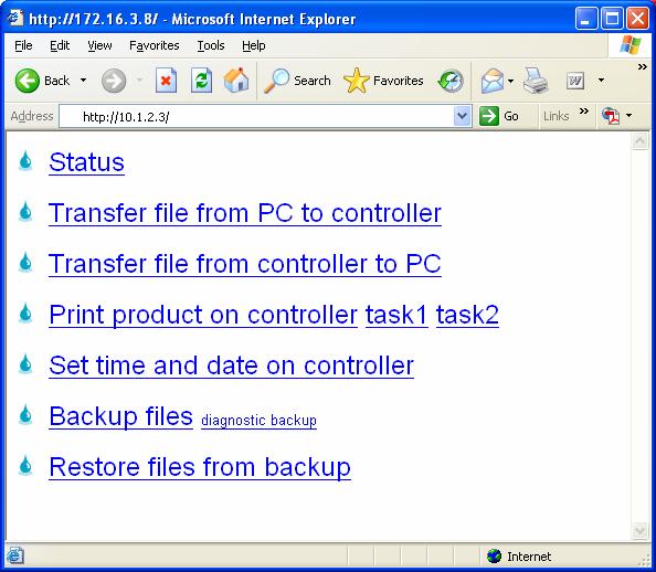 Appendix D: Communicate with Controller Via PC 5. Press Enter. The web page shown below should appear.