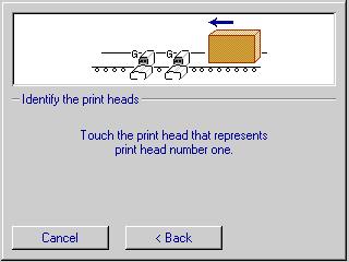 Screen prompts guide the user through the step by step print head setup procedure.