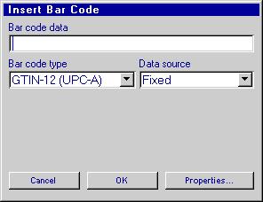 Section 8: Message Functions Adding a Bar Code Touch the Bar Code button Select the type of Bar Code. Choose the source of the bar code data: Fixed: Select Fixed if the bar code data never changes.