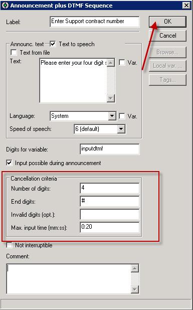 support contract number. In the Number of digits field enter 4. In the End digits field enter #.