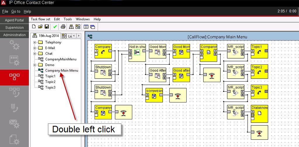 37. Double left mouse click on the required call flow, in this example