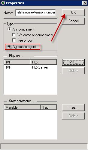 106. From the drop down list, select PBXServer and then select IVR followed by the OK button. 107.