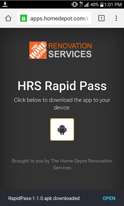 OR b) After opening the Rapid Pass download, you will need to install. Tap on INSTALL at the bottom of the screen.