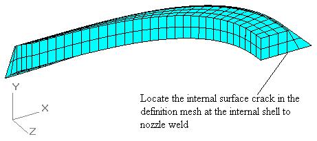 For ths example the defnton mesh volume ncludes part of the bottom of the nozzle cylnder and all of the nternal nozzle to shell weld. Fgure 2 shows the defnton mesh beng removed from the nozzle mesh.